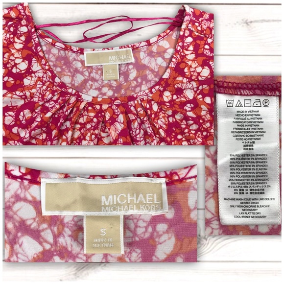 Michael by Michael Kors Batik Pink Orange top Sm - Picture 3 of 3